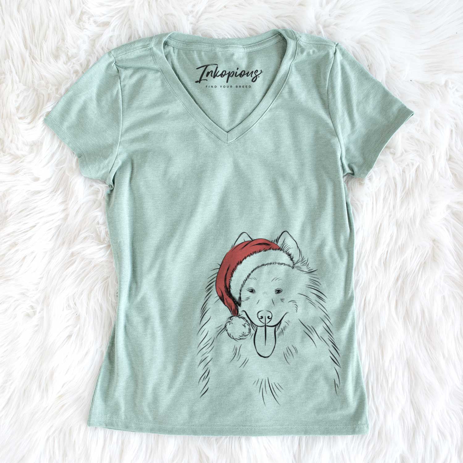 Santa Nova the Samoyed - Women's V-neck Shirt