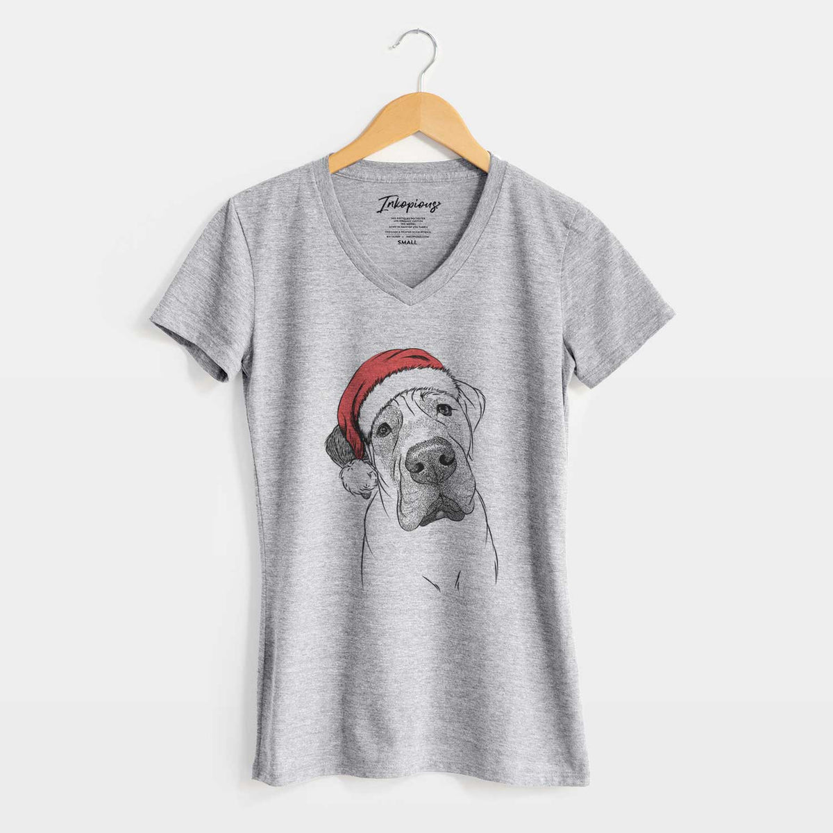 Santa Nutterbutter the English Mastiff - Women's V-neck Shirt