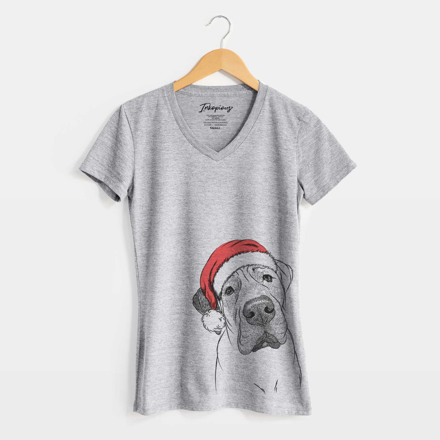 Santa Nutterbutter the English Mastiff - Women's V-neck Shirt