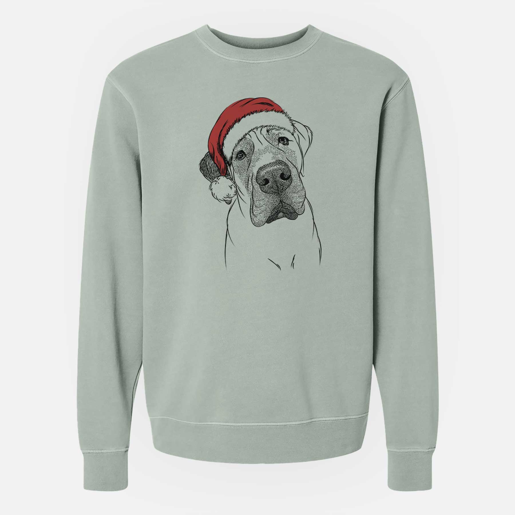 Santa Nutterbutter the English Mastiff - Unisex Pigment Dyed Crew Sweatshirt