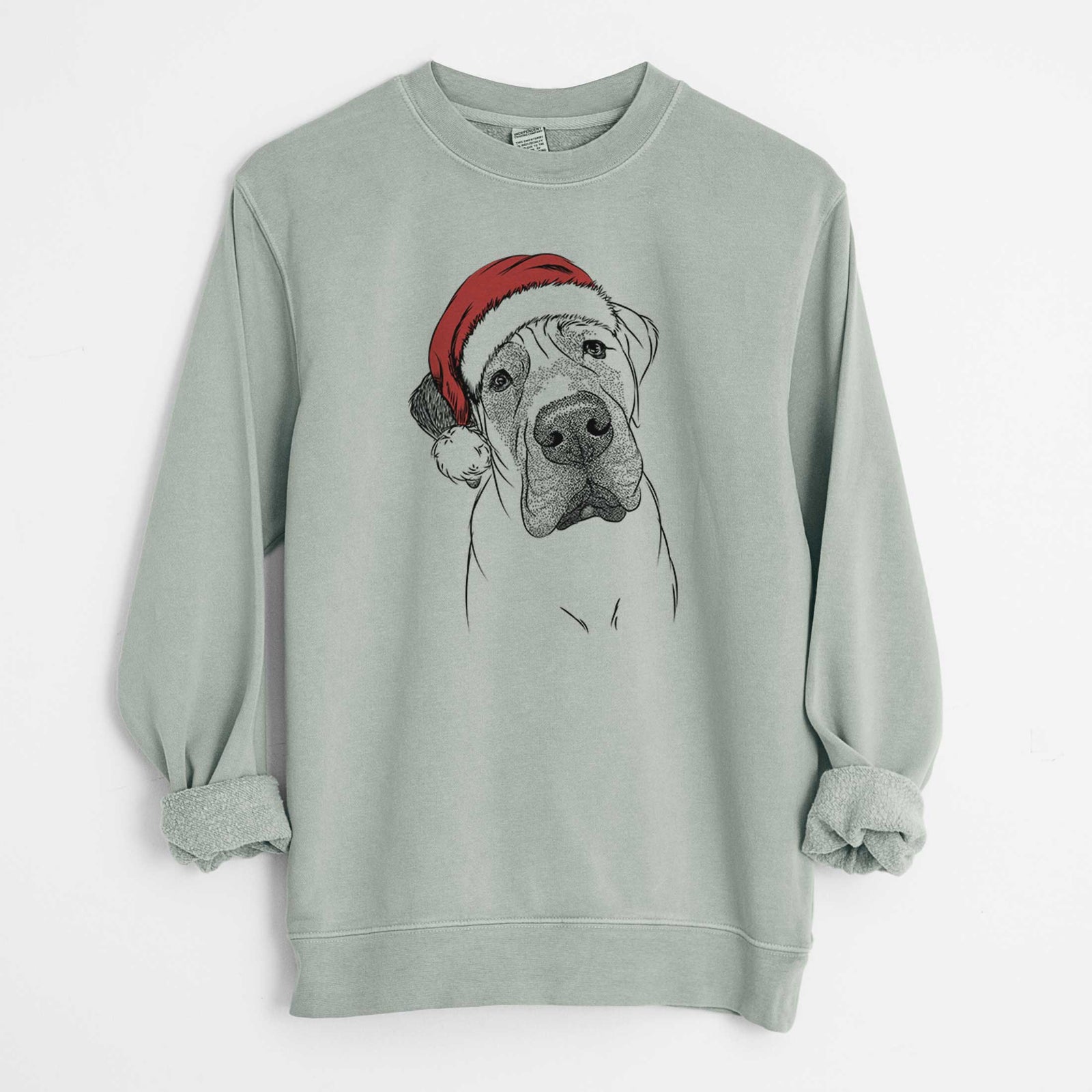 Santa Nutterbutter the English Mastiff - Unisex Pigment Dyed Crew Sweatshirt