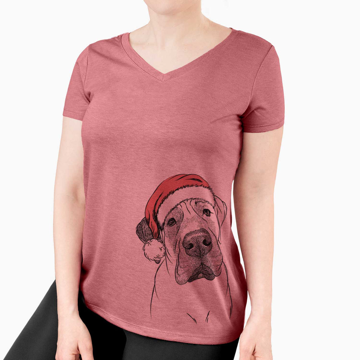 Santa Nutterbutter the English Mastiff - Women's V-neck Shirt