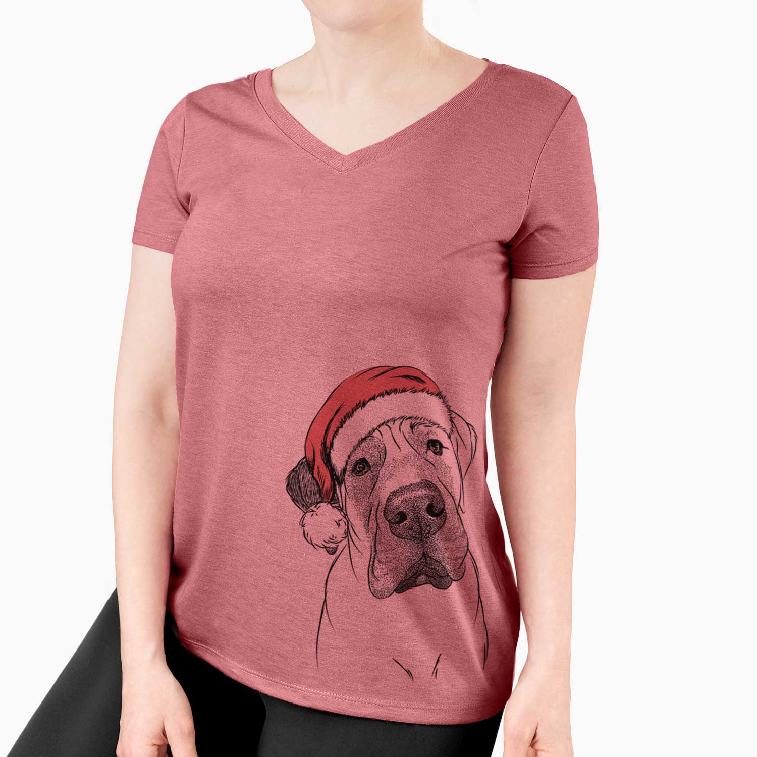 Santa Nutterbutter the English Mastiff - Women's V-neck Shirt