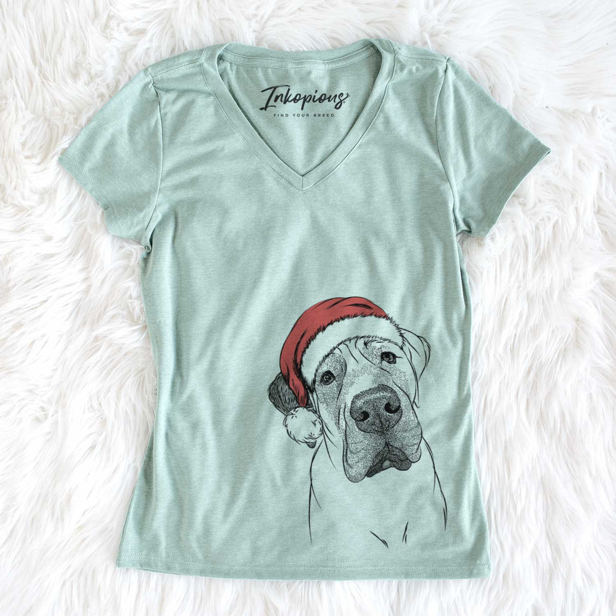Santa Nutterbutter the English Mastiff - Women&#39;s V-neck Shirt