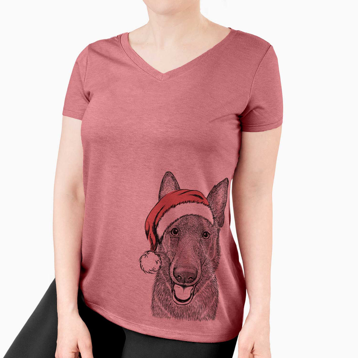 Santa Nyx the German Shepherd - Women's V-neck Shirt