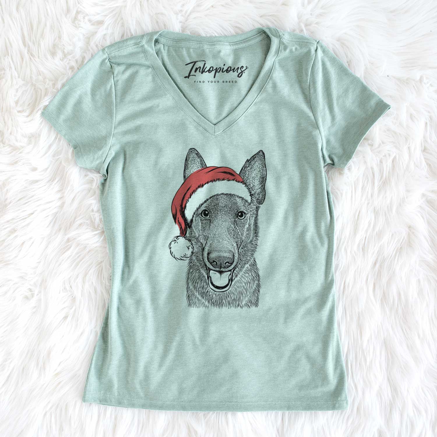 Santa Nyx the German Shepherd - Women's V-neck Shirt