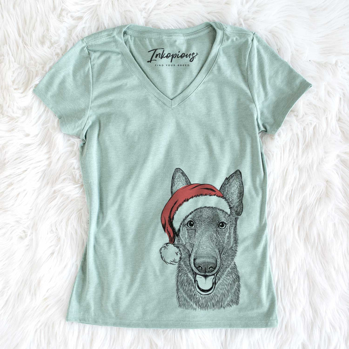 Santa Nyx the German Shepherd - Women&#39;s V-neck Shirt