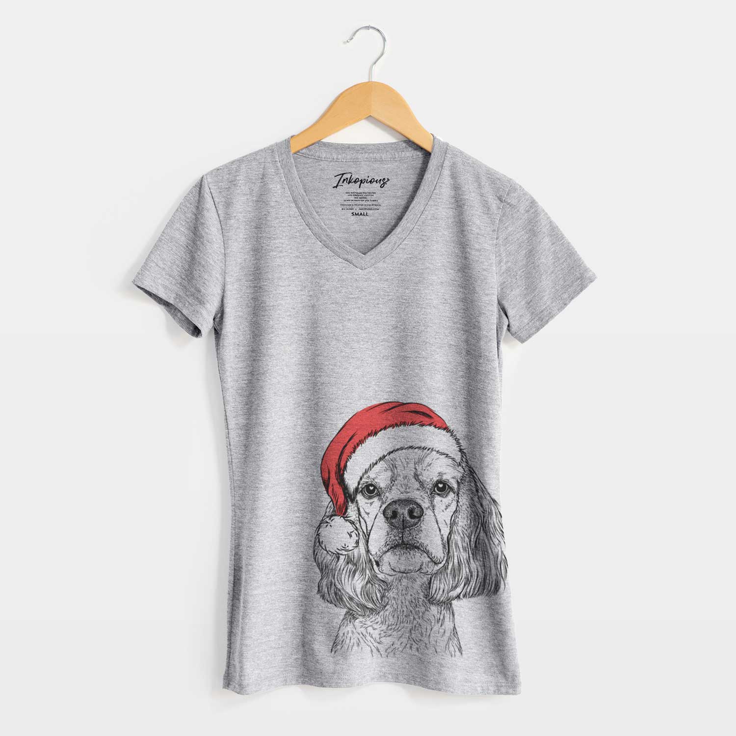 Santa Oakley the American Cocker Spaniel - Women's V-neck Shirt