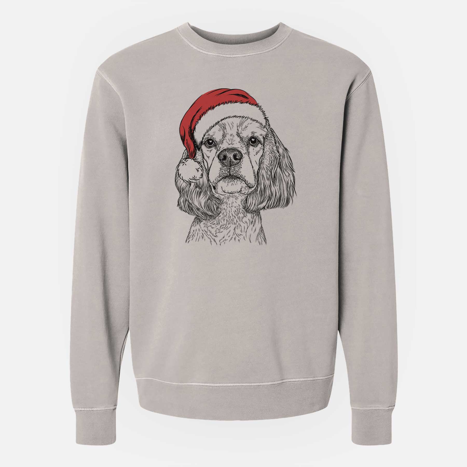 Santa Oakley the American Cocker Spaniel - Unisex Pigment Dyed Crew Sweatshirt