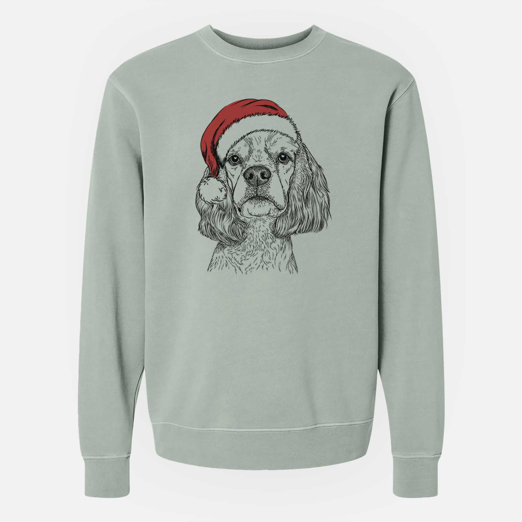 Santa Oakley the American Cocker Spaniel - Unisex Pigment Dyed Crew Sweatshirt