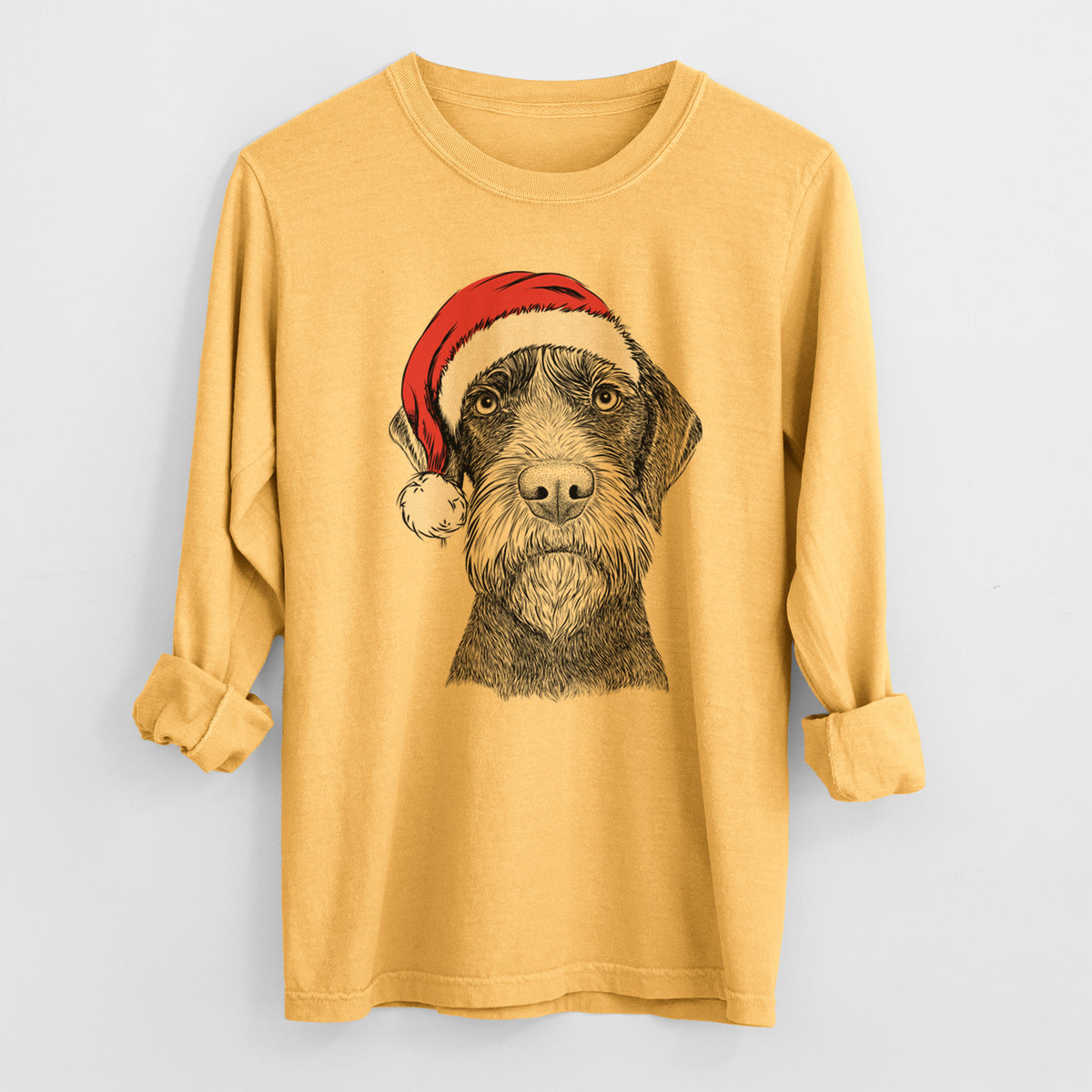 Santa Oakley the Pudelpointer - Heavyweight 100% Cotton Long Sleeve