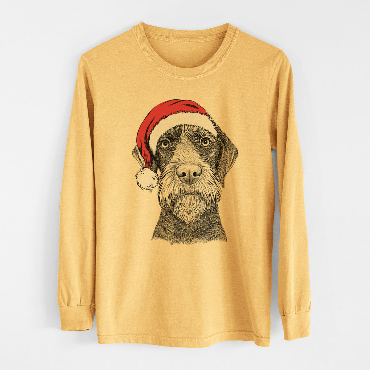 Santa Oakley the Pudelpointer - Heavyweight 100% Cotton Long Sleeve