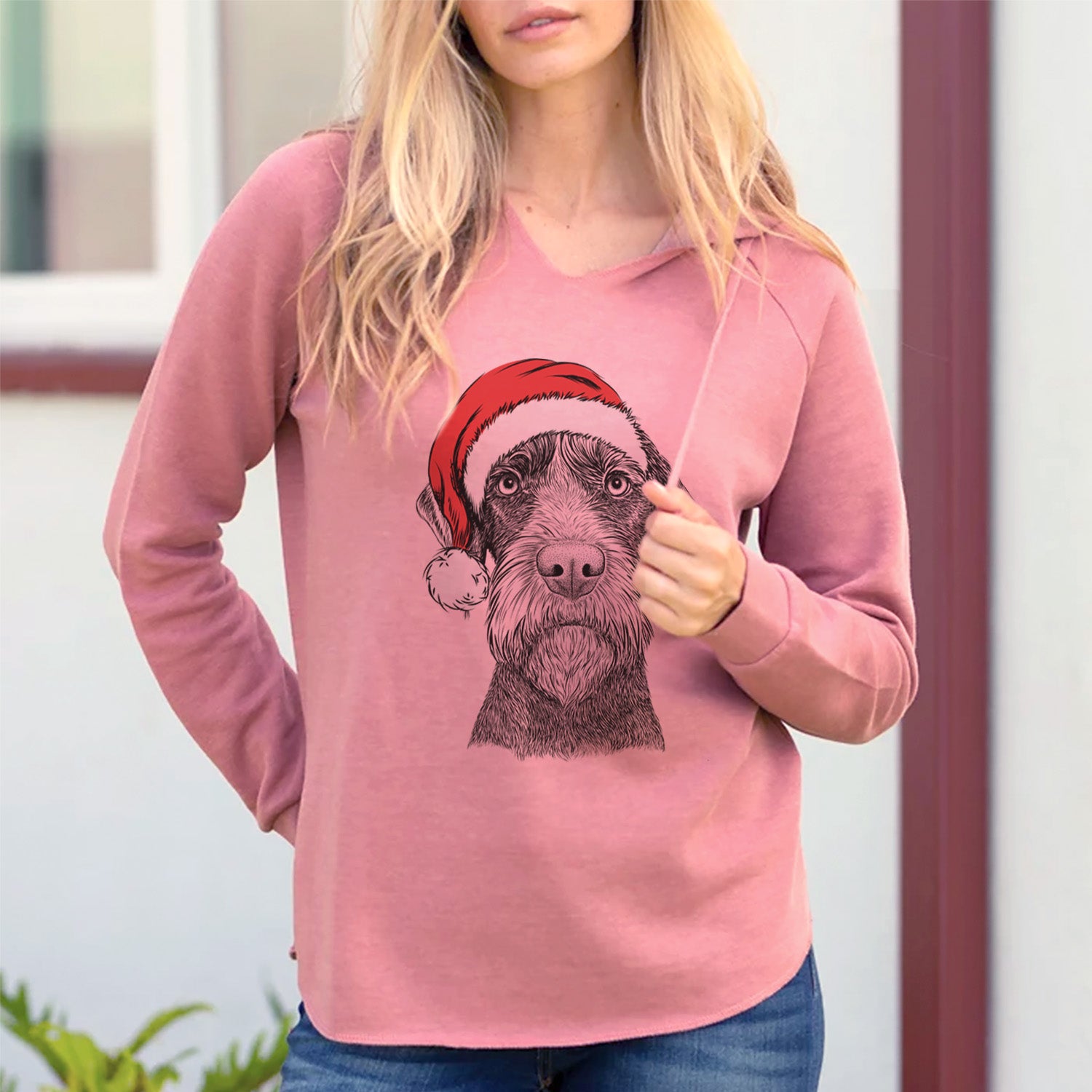 Santa Oakley the Pudelpointer - Cali Wave Hooded Sweatshirt