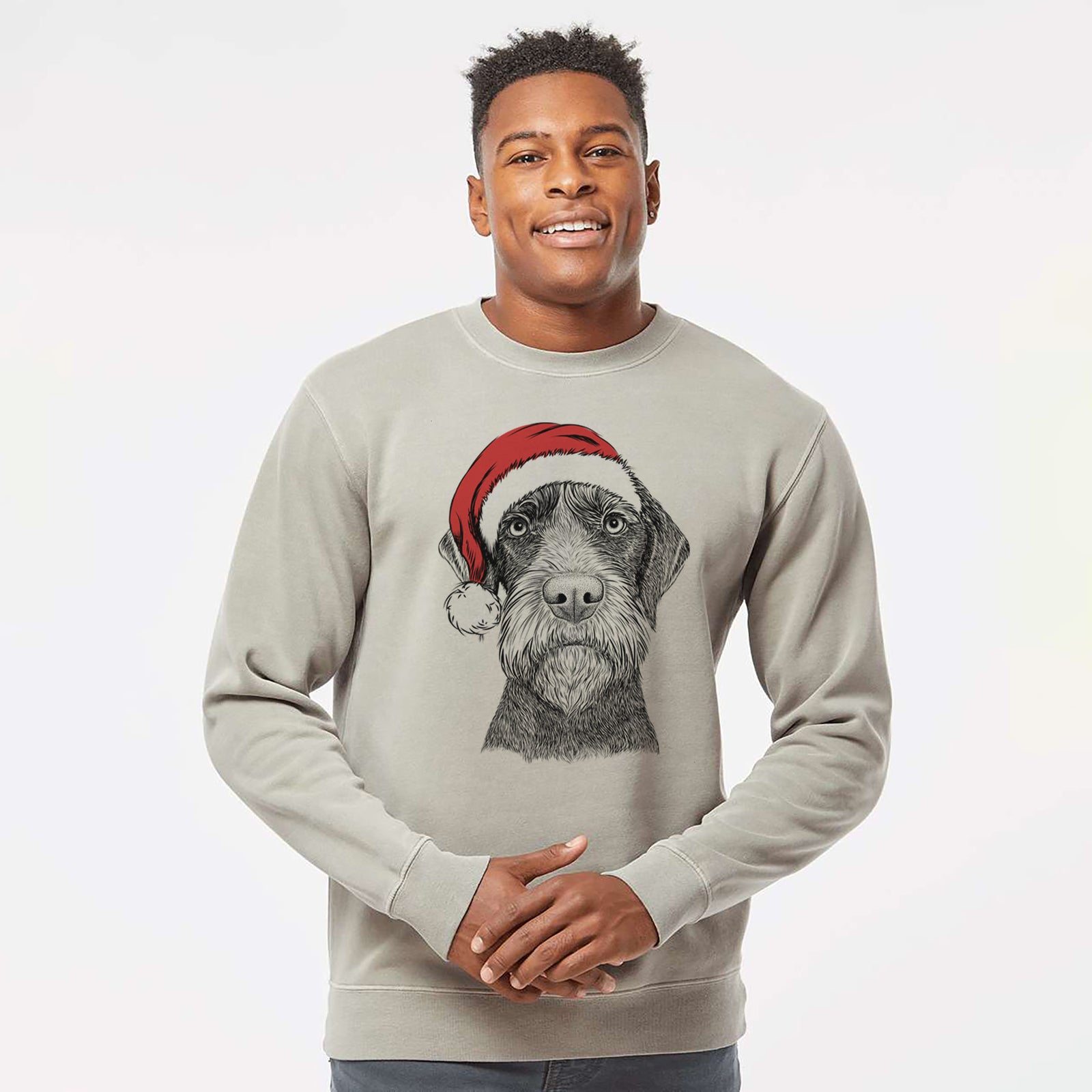Santa Oakley the Pudelpointer - Unisex Pigment Dyed Crew Sweatshirt