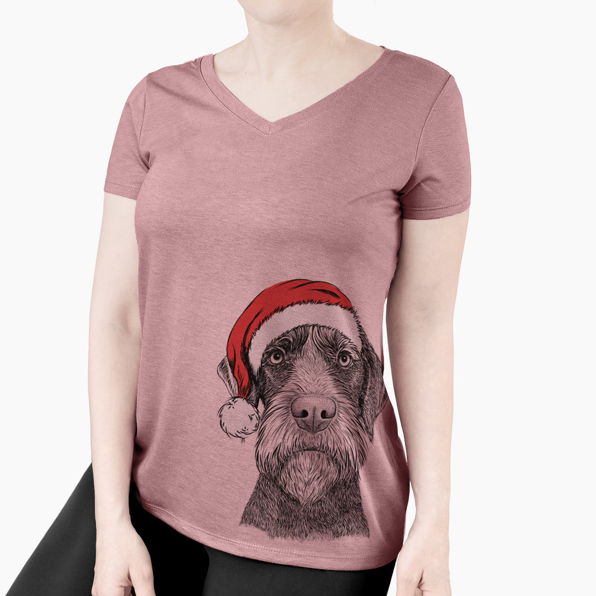 Santa Oakley the Pudelpointer - Women's Perfect V-neck Shirt