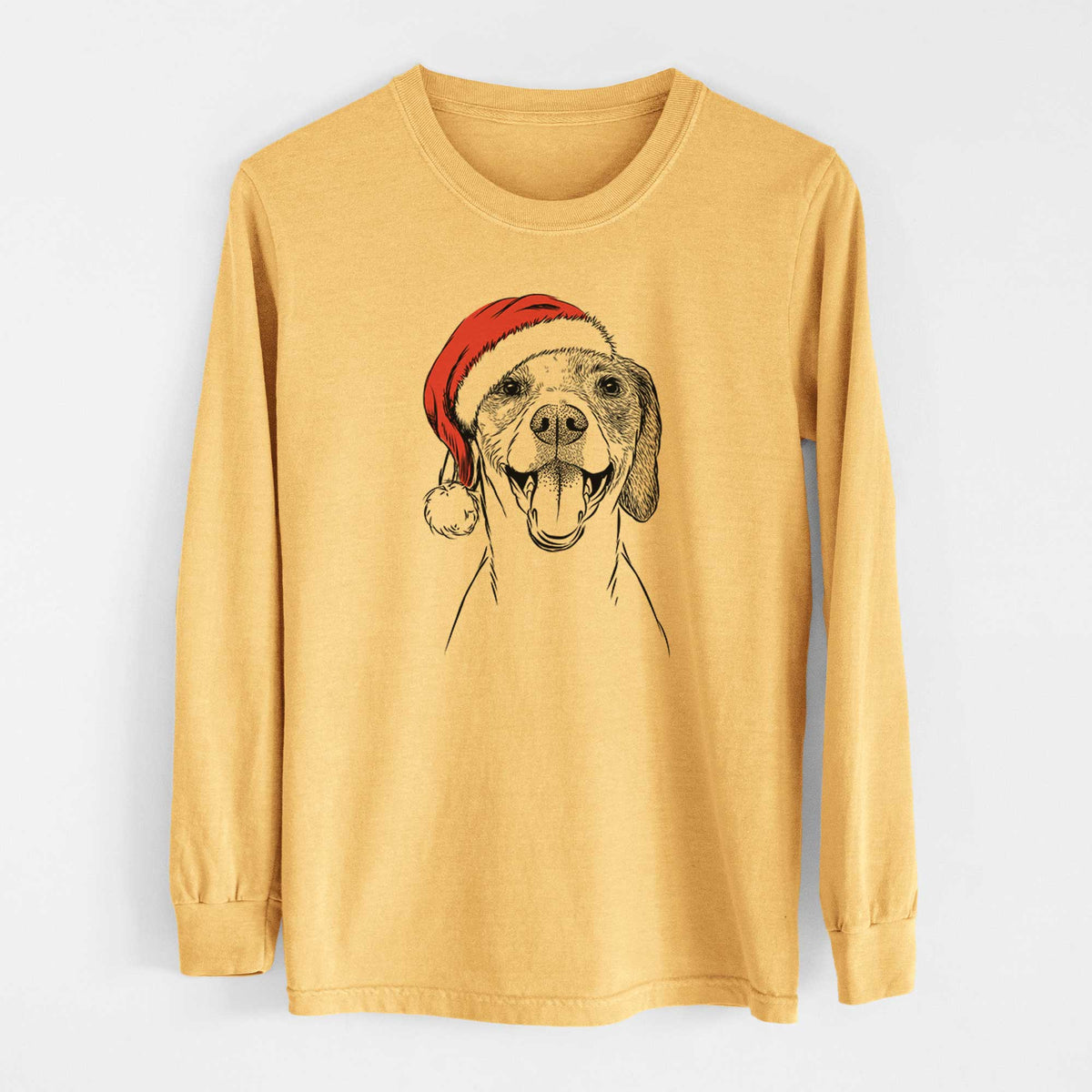Santa Obi the Beagle Mix - Heavyweight 100% Cotton Long Sleeve