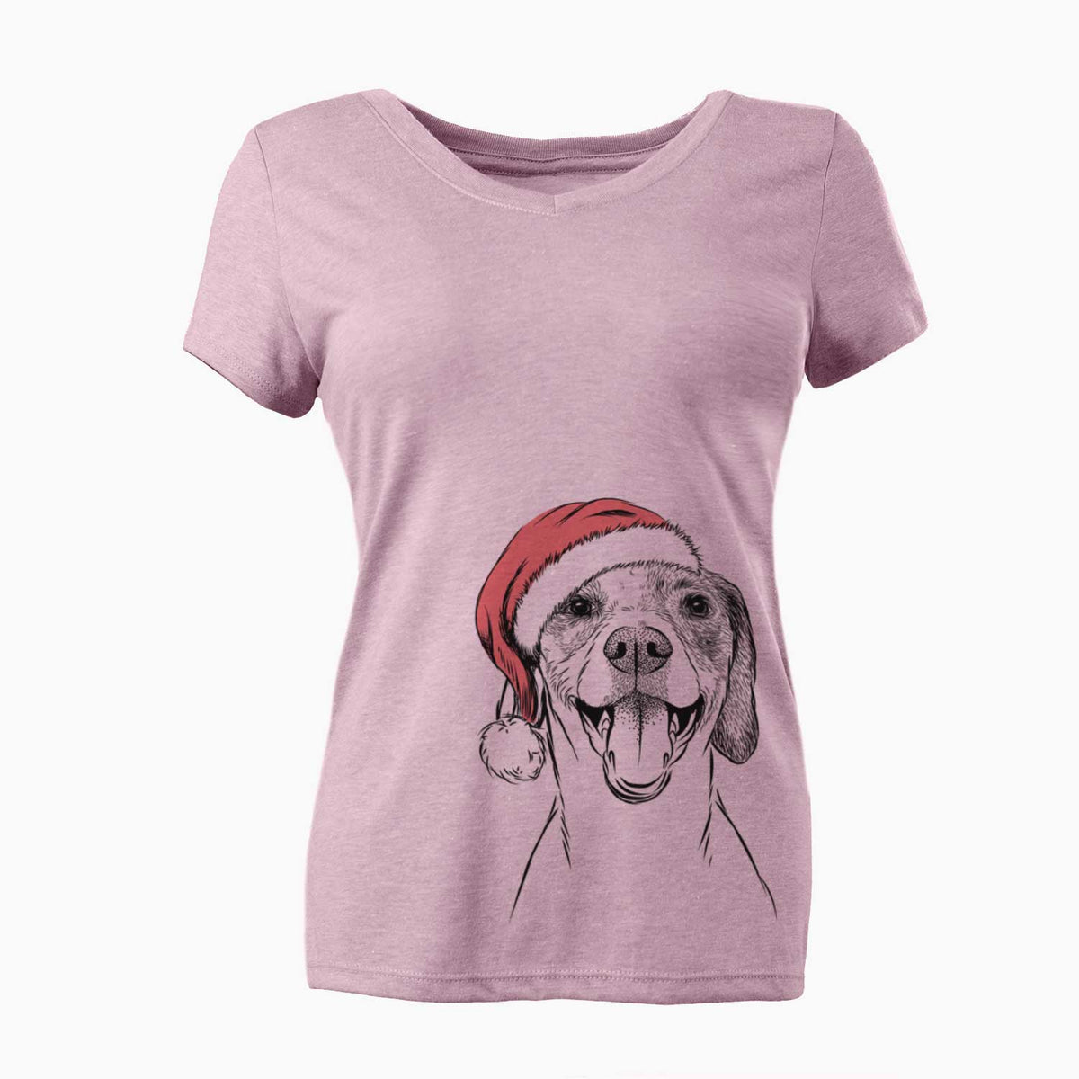 Santa Obi the Beagle Mix - Women's V-neck Shirt