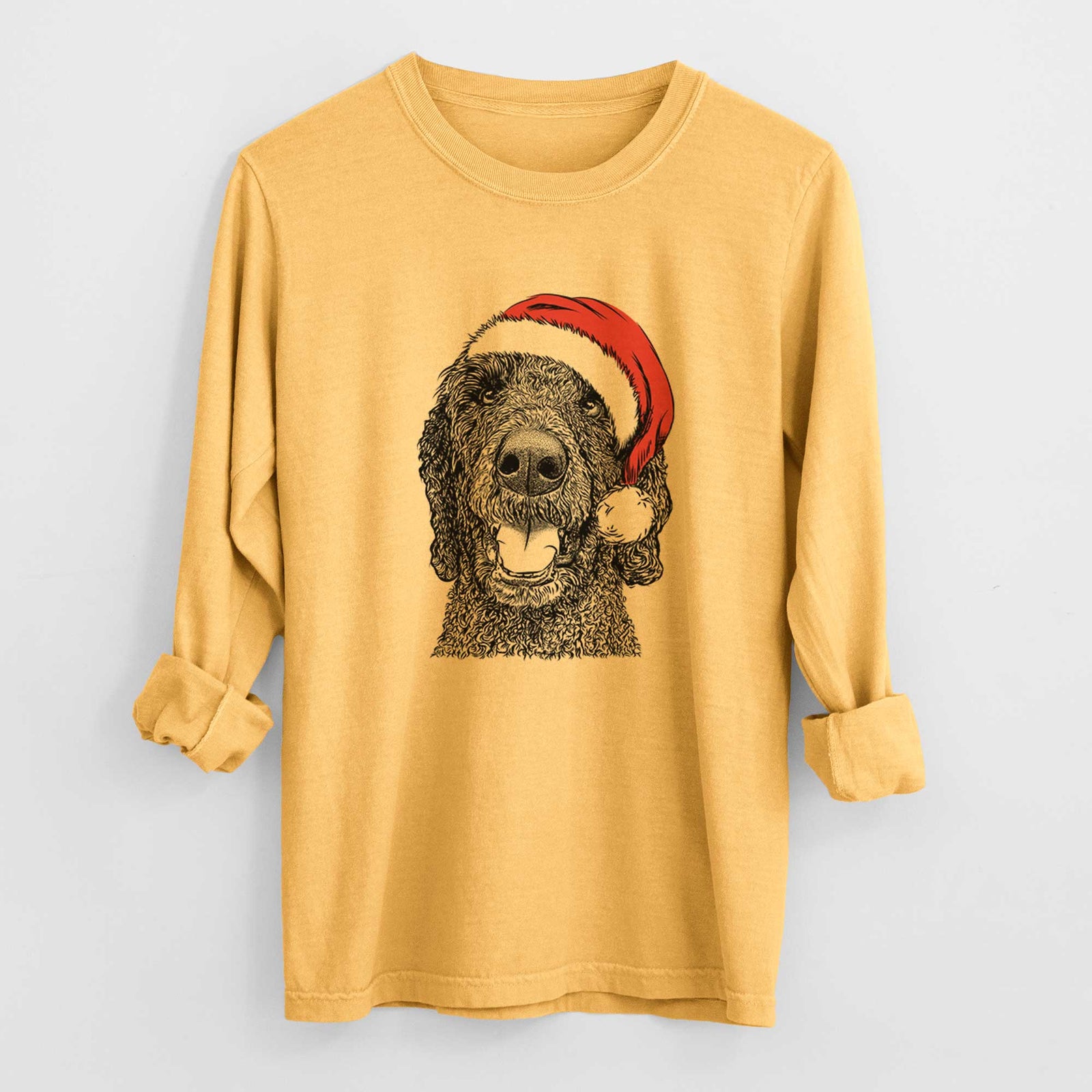 Santa Obi James the Goldendoodle - Heavyweight 100% Cotton Long Sleeve