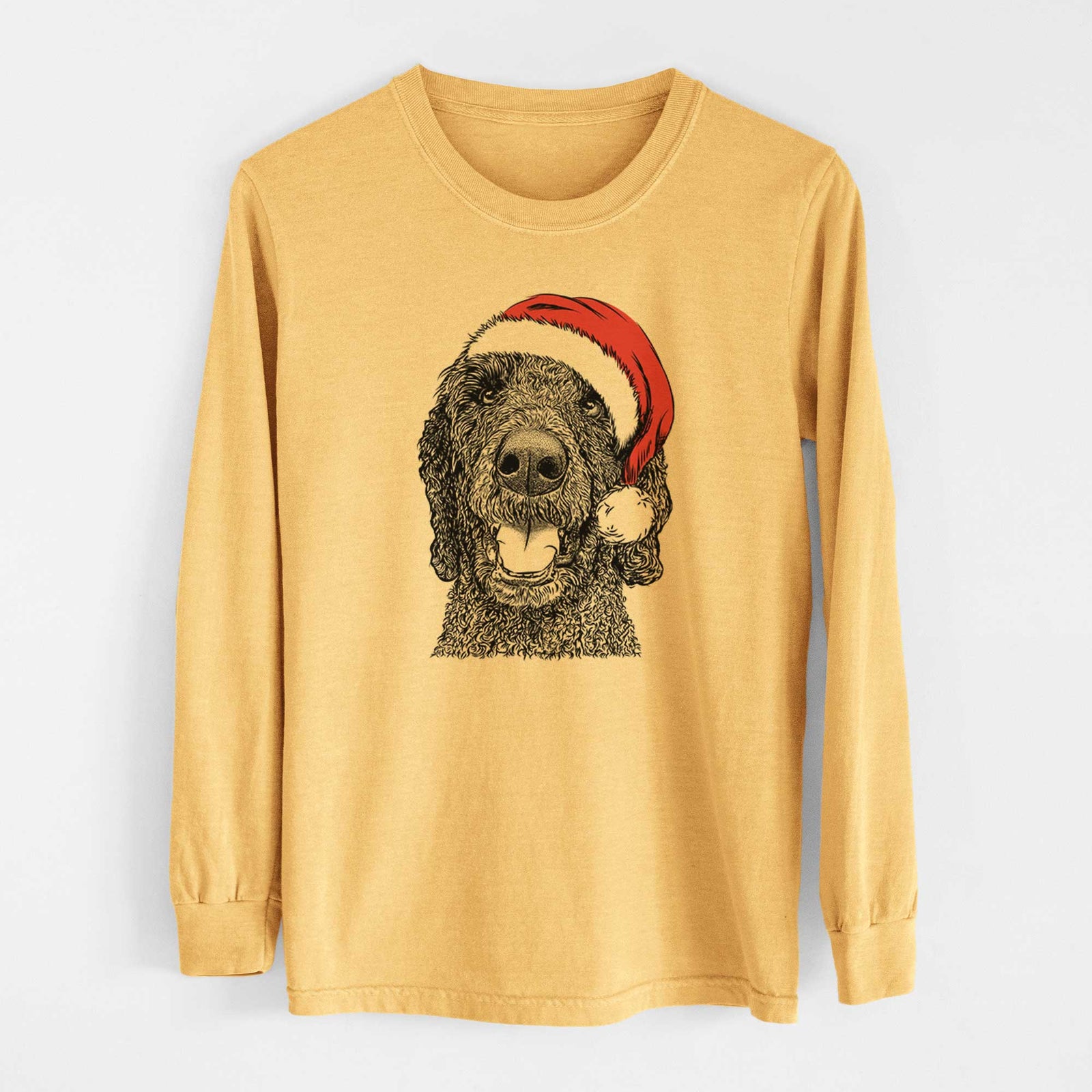 Santa Obi James the Goldendoodle - Heavyweight 100% Cotton Long Sleeve