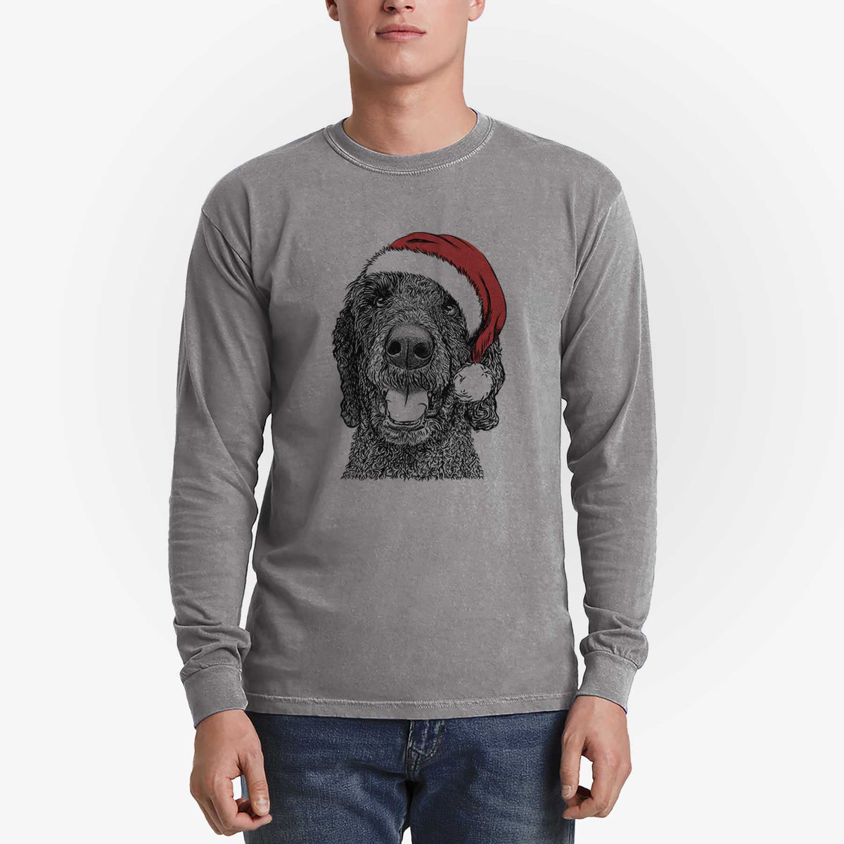 Santa Obi James the Goldendoodle - Heavyweight 100% Cotton Long Sleeve
