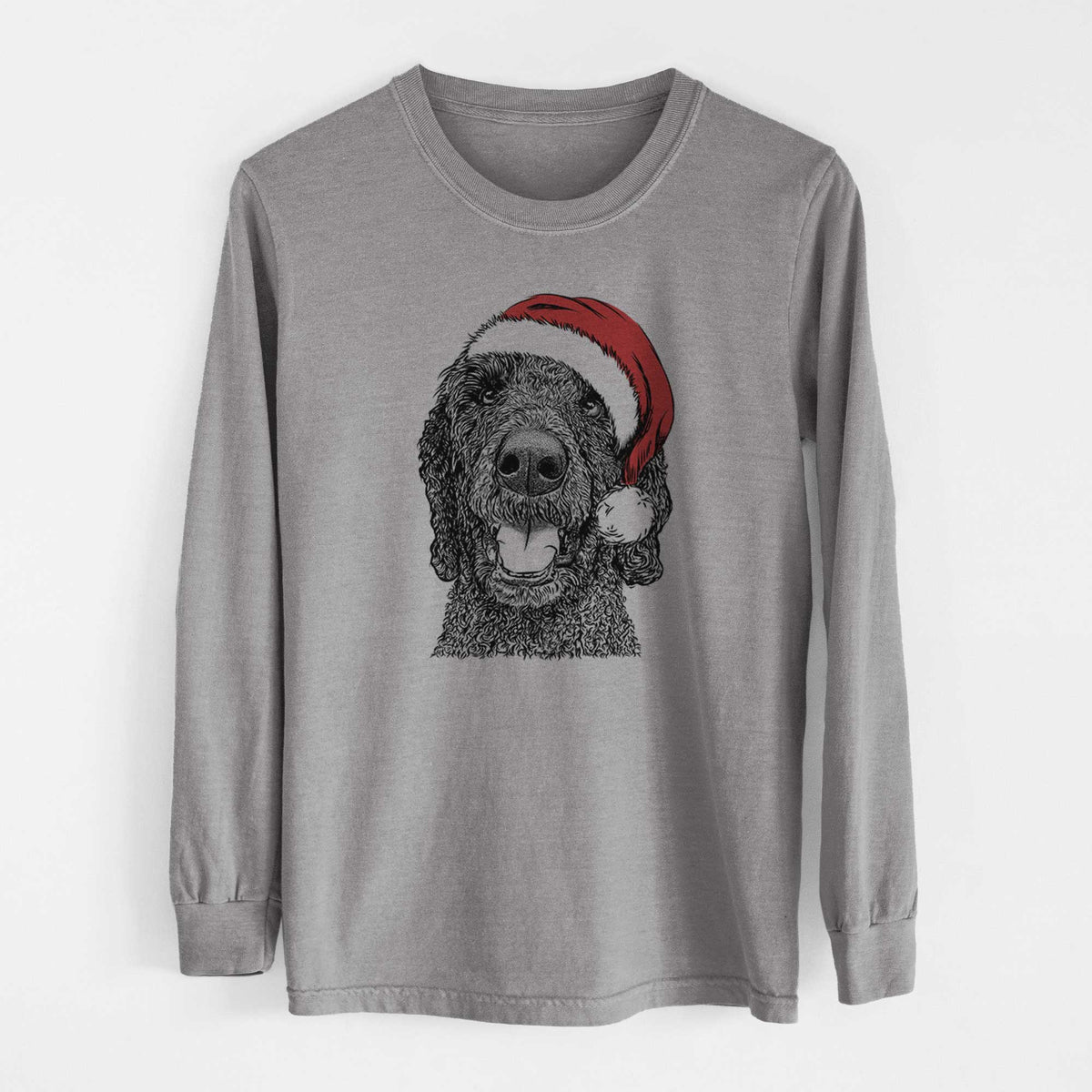 Santa Obi James the Goldendoodle - Heavyweight 100% Cotton Long Sleeve