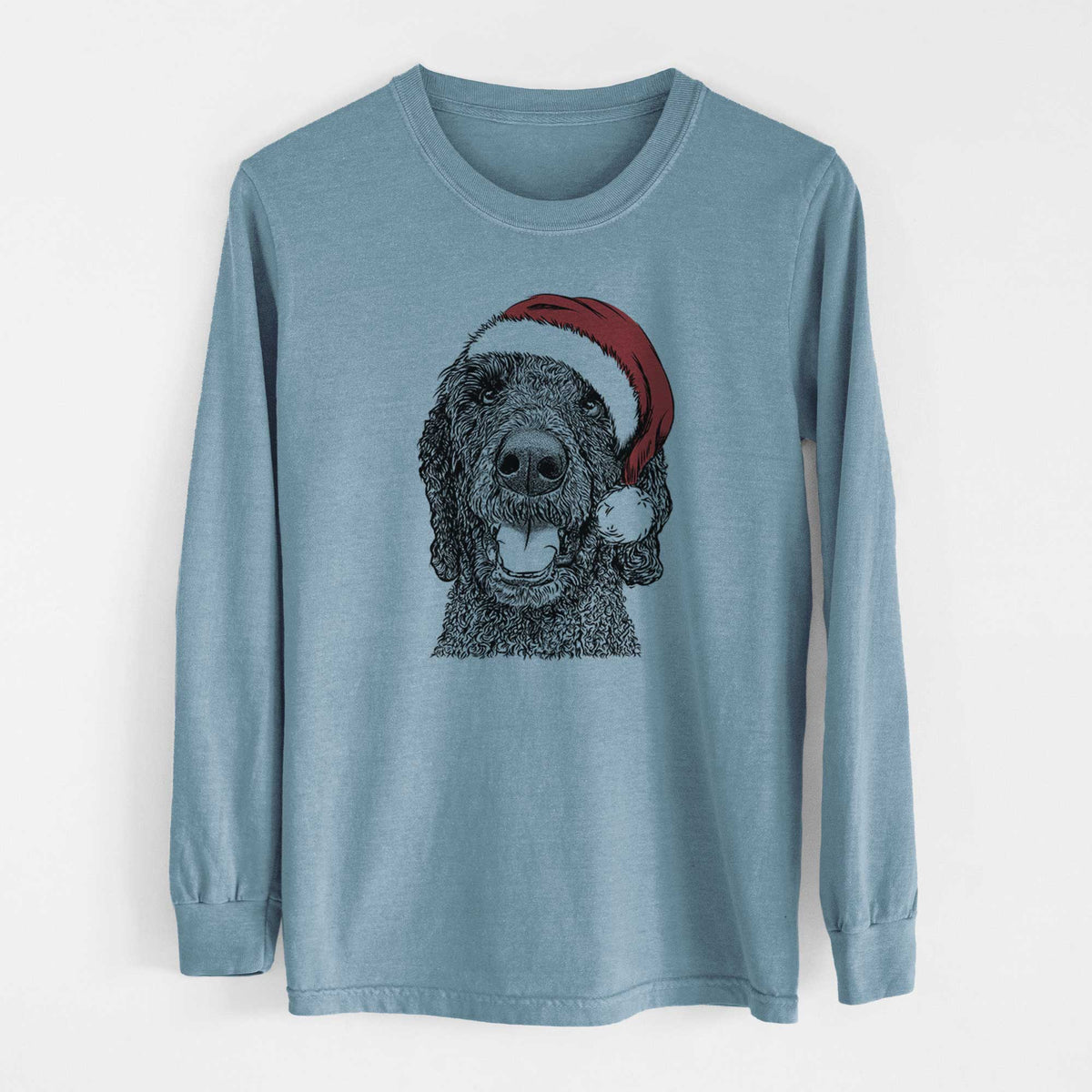Santa Obi James the Goldendoodle - Heavyweight 100% Cotton Long Sleeve