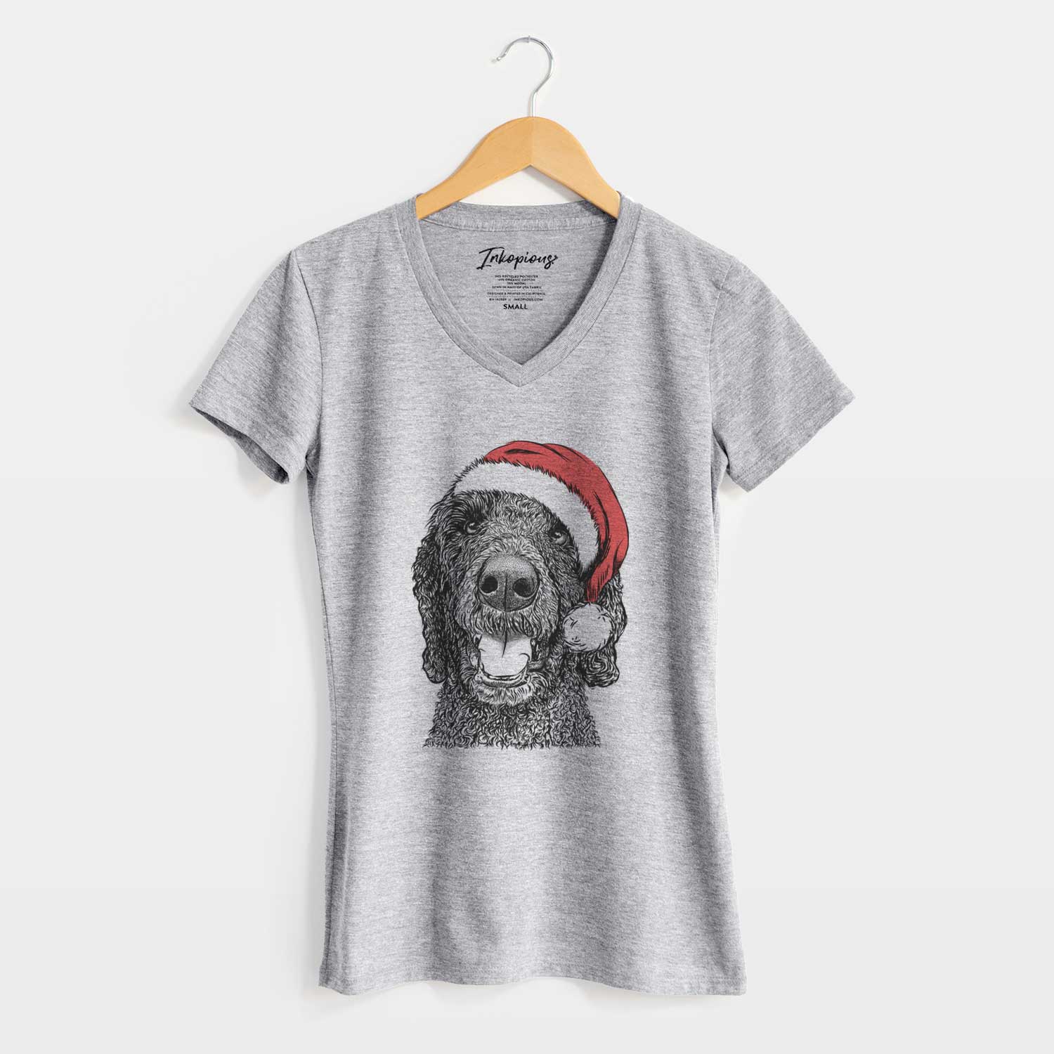 Santa Obi James the Goldendoodle - Women's V-neck Shirt