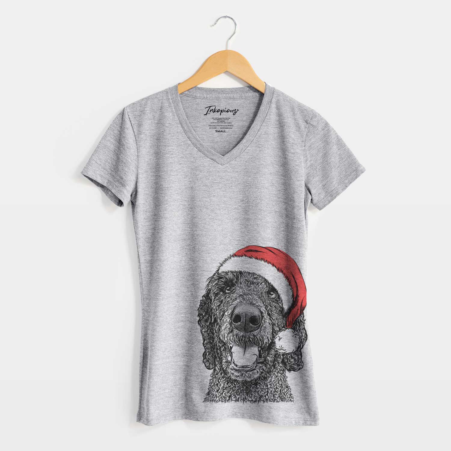 Santa Obi James the Goldendoodle - Women's V-neck Shirt