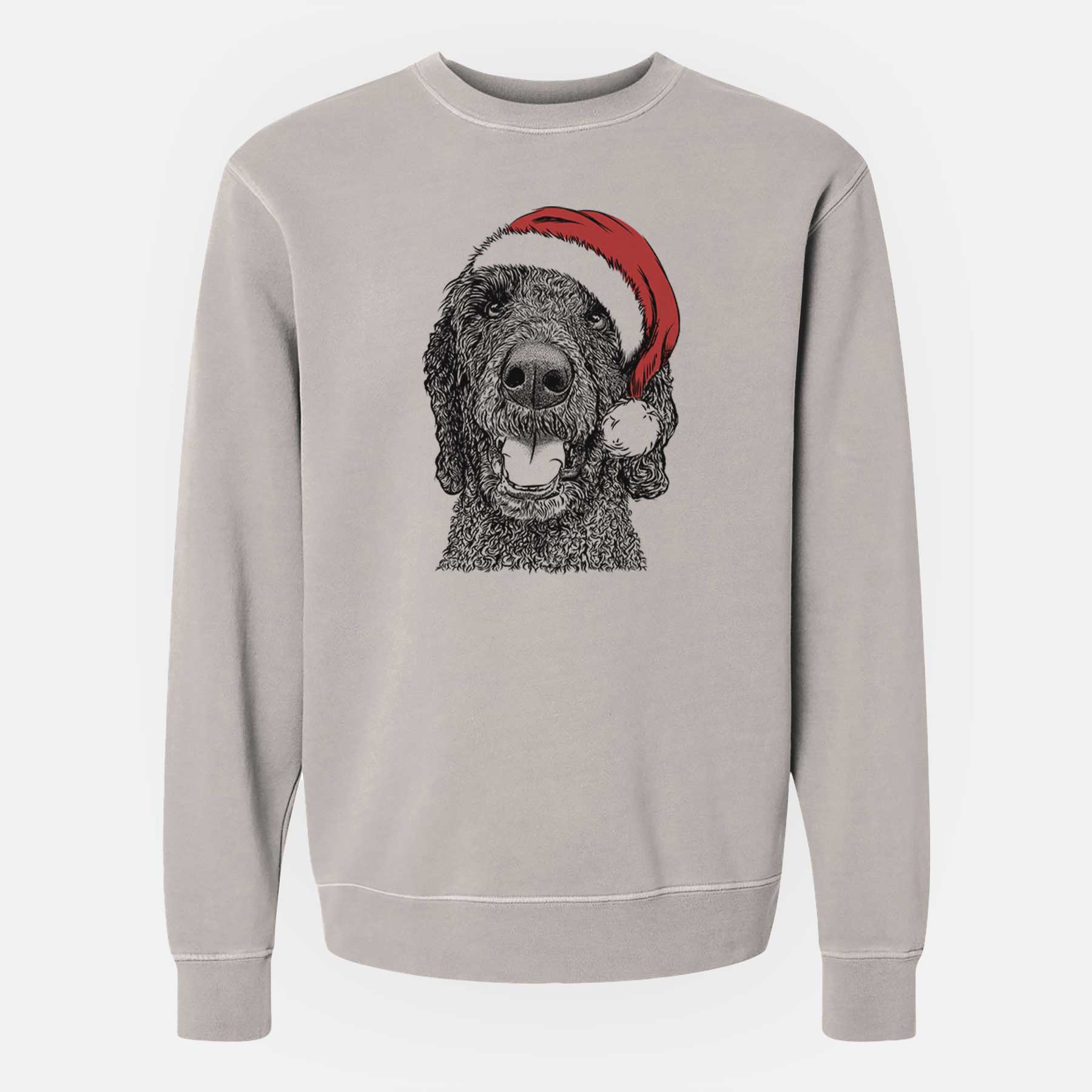 Santa Obi James the Goldendoodle - Unisex Pigment Dyed Crew Sweatshirt