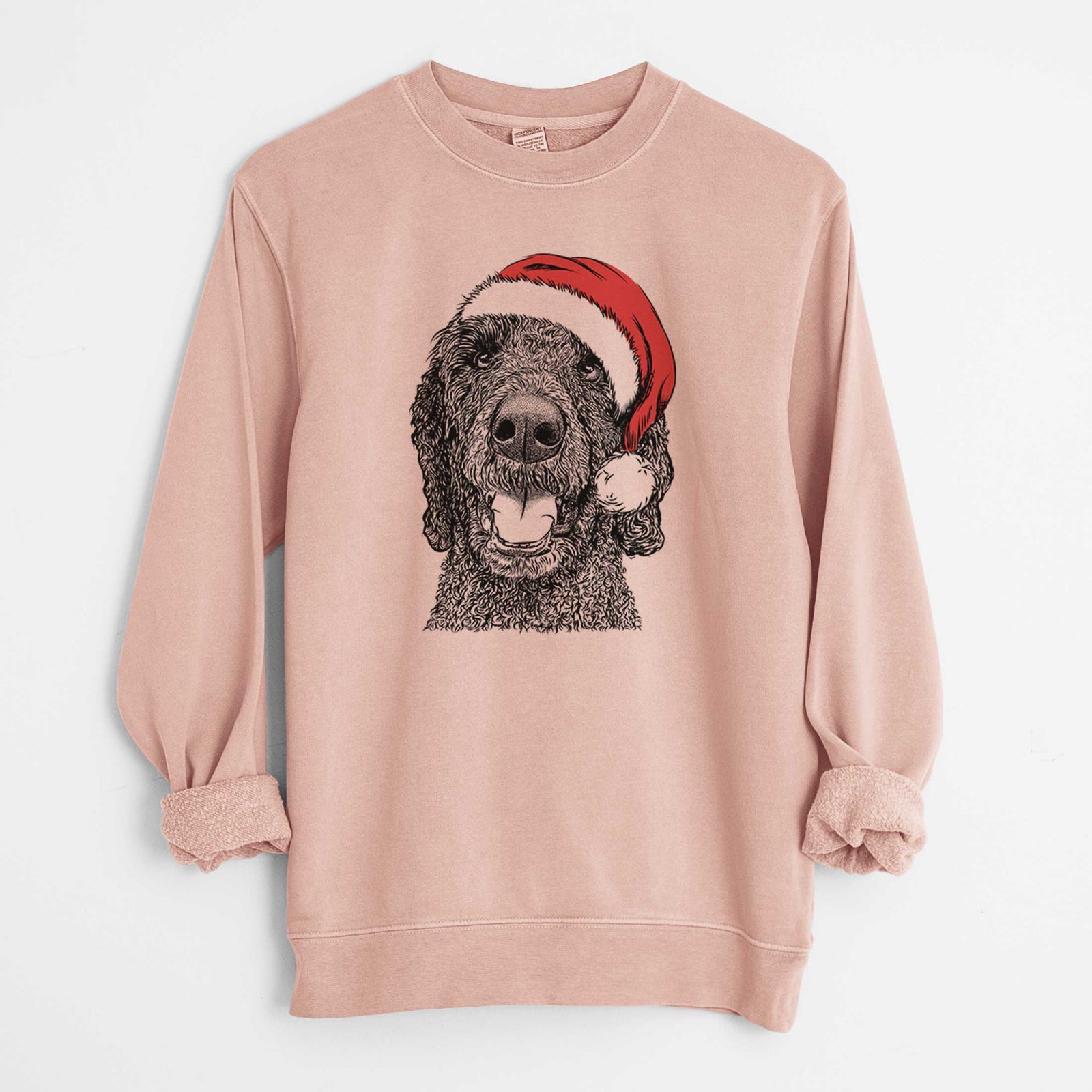 Santa Obi James the Goldendoodle - Unisex Pigment Dyed Crew Sweatshirt