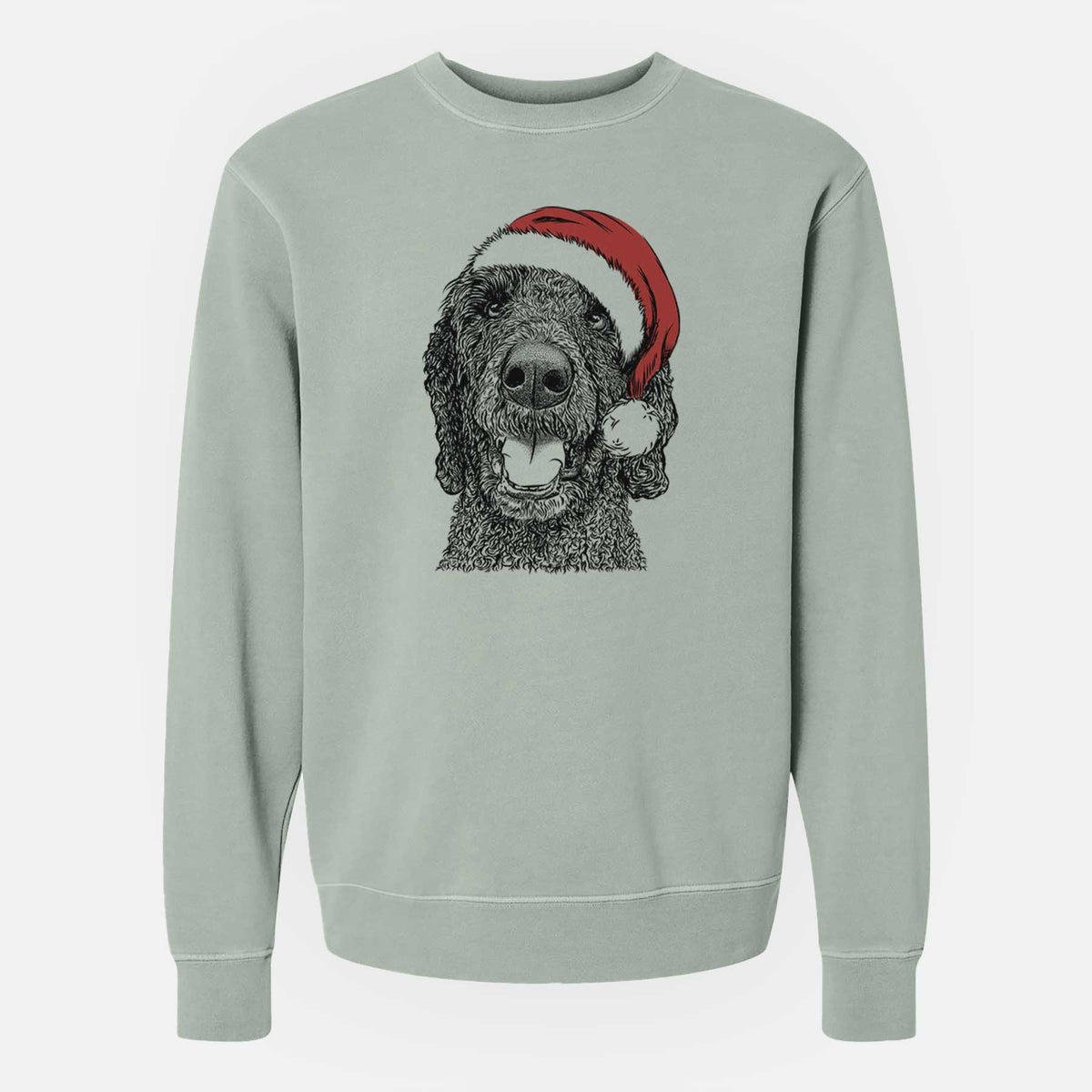 Santa Obi James the Goldendoodle - Unisex Pigment Dyed Crew Sweatshirt