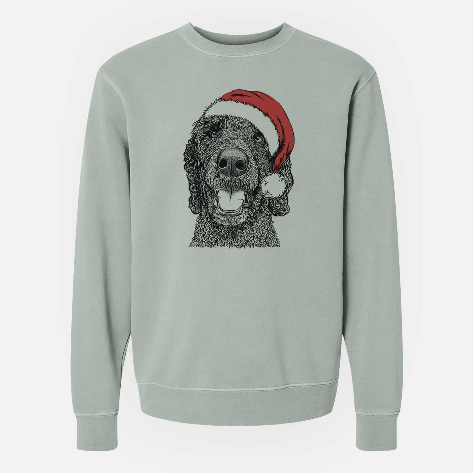 Santa Obi James the Goldendoodle - Unisex Pigment Dyed Crew Sweatshirt