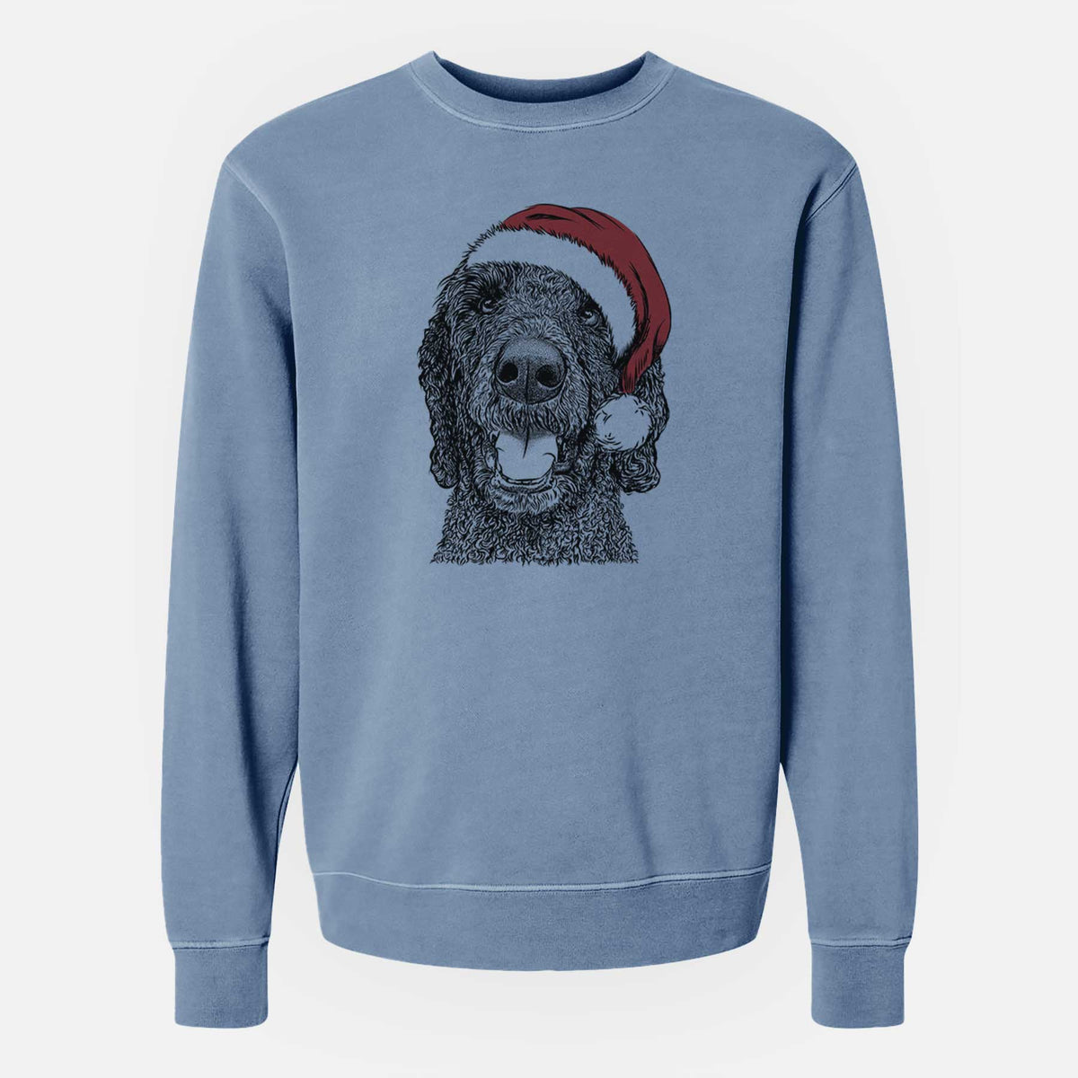 Santa Obi James the Goldendoodle - Unisex Pigment Dyed Crew Sweatshirt