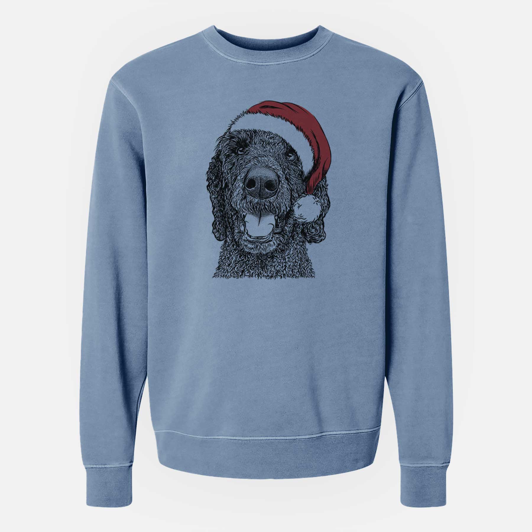 Santa Obi James the Goldendoodle - Unisex Pigment Dyed Crew Sweatshirt