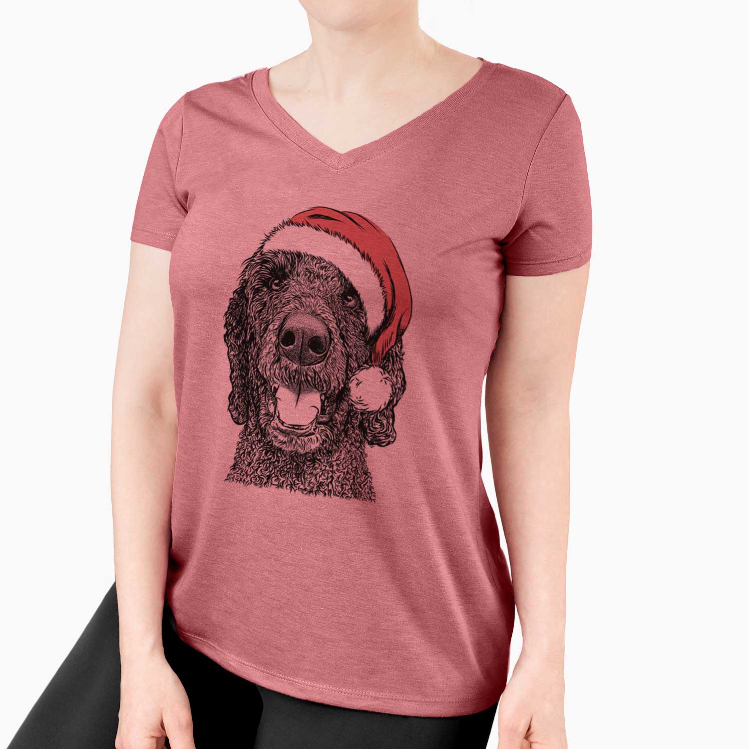 Santa Obi James the Goldendoodle - Women's V-neck Shirt