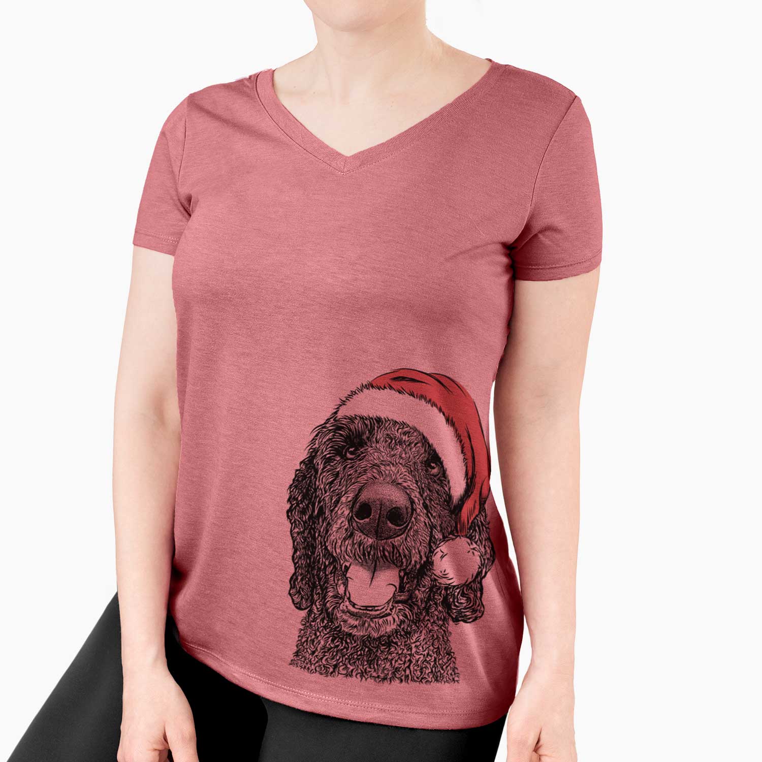 Santa Obi James the Goldendoodle - Women's V-neck Shirt