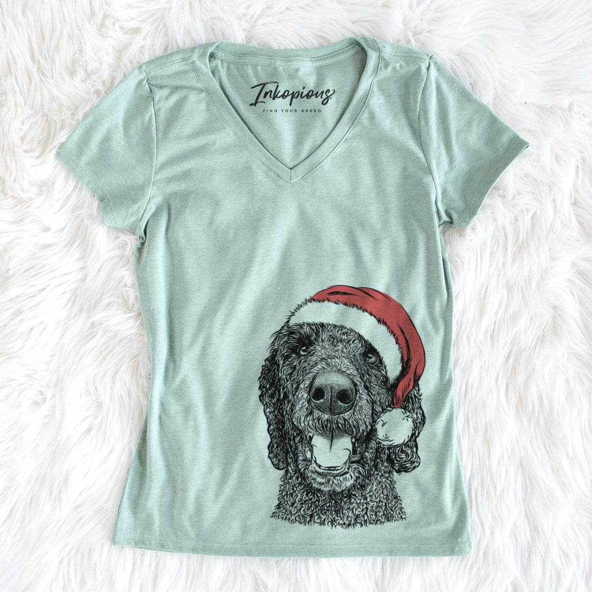 Santa Obi James the Goldendoodle - Women&#39;s V-neck Shirt