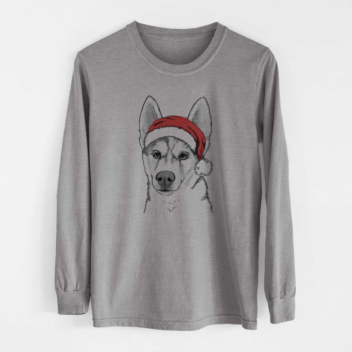 Santa Odin the Siberian Husky - Heavyweight 100% Cotton Long Sleeve