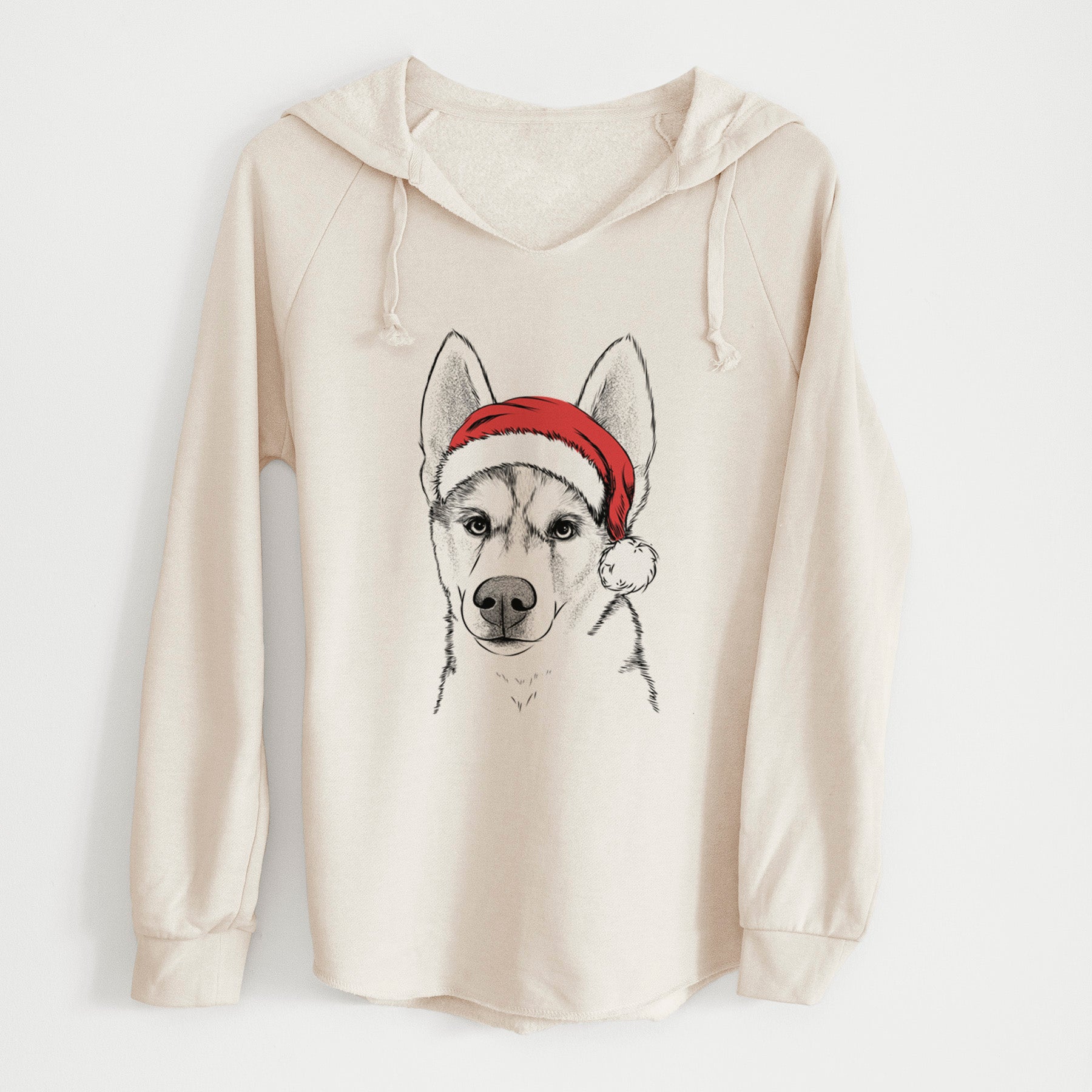 Santa Odin the Siberian Husky - Cali Wave Hooded Sweatshirt