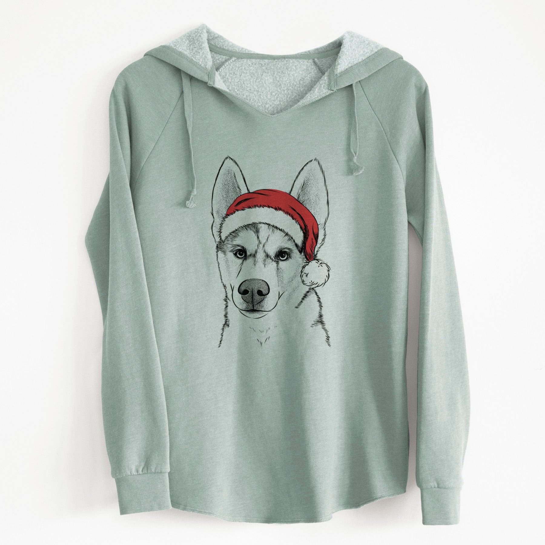 Santa Odin the Siberian Husky - Cali Wave Hooded Sweatshirt