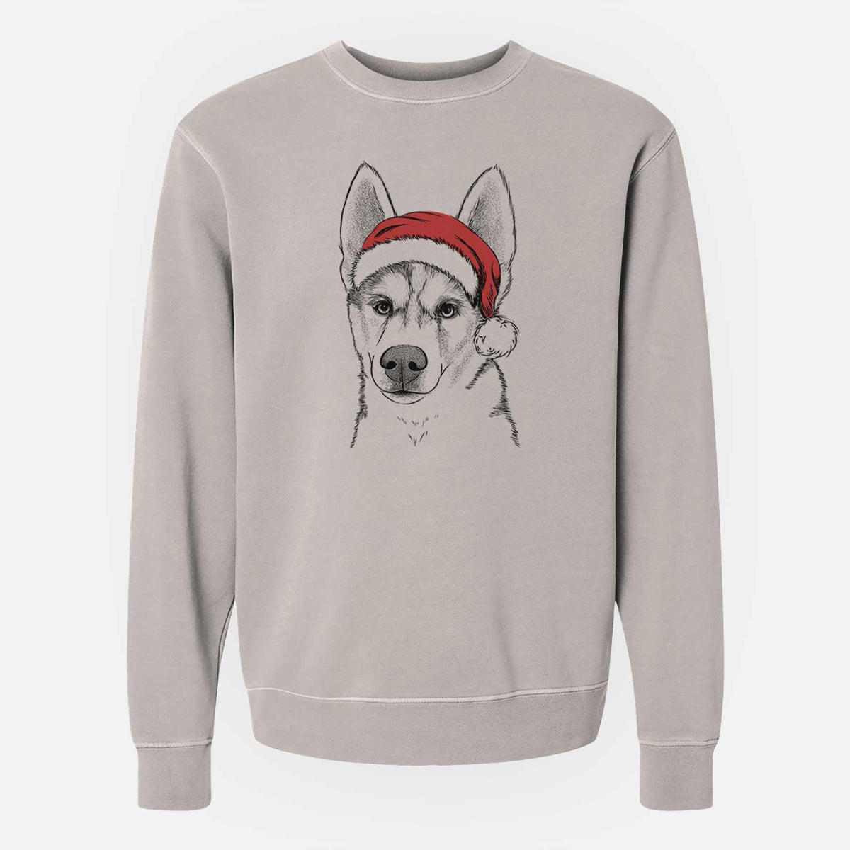 Santa Odin the Siberian Husky - Unisex Pigment Dyed Crew Sweatshirt