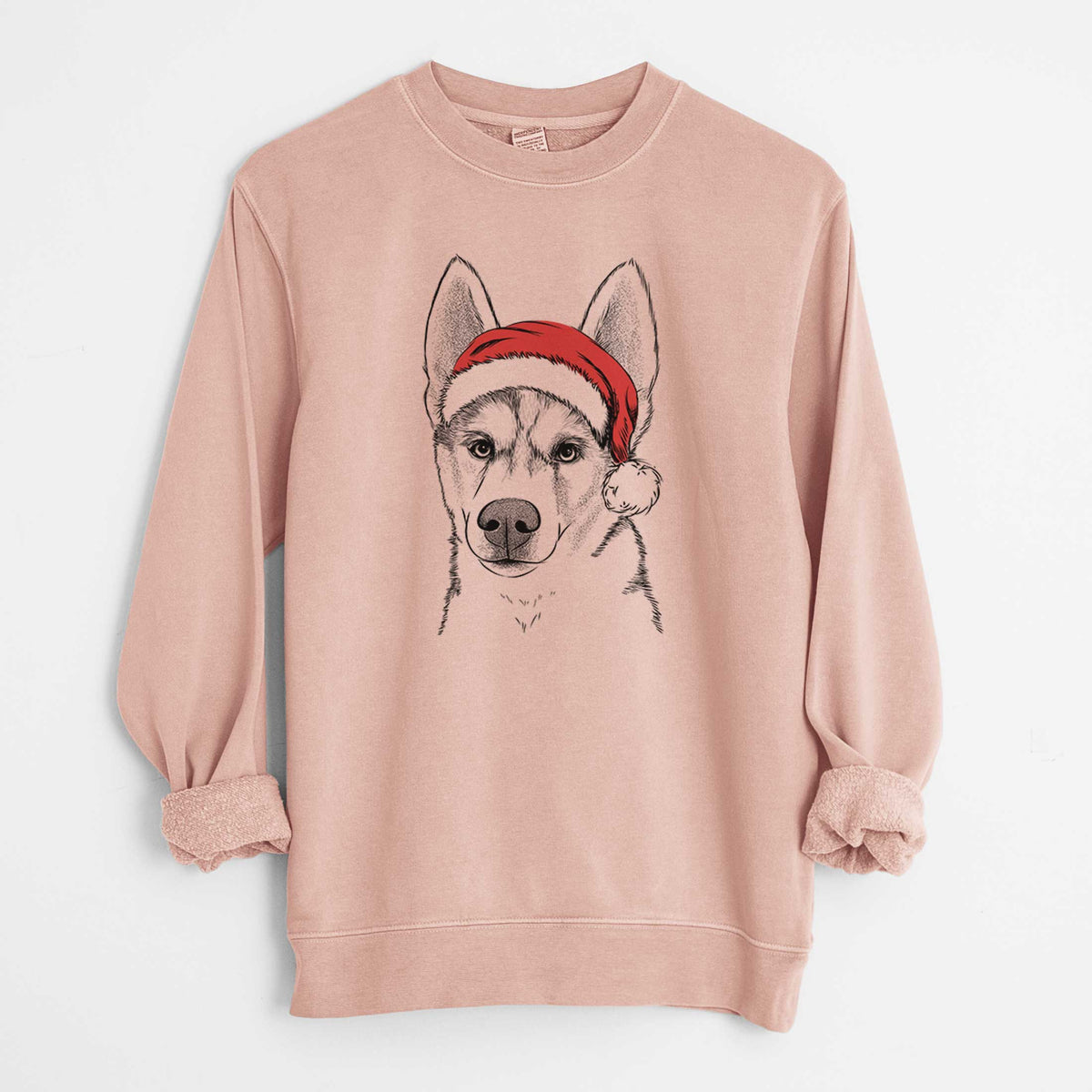 Santa Odin the Siberian Husky - Unisex Pigment Dyed Crew Sweatshirt