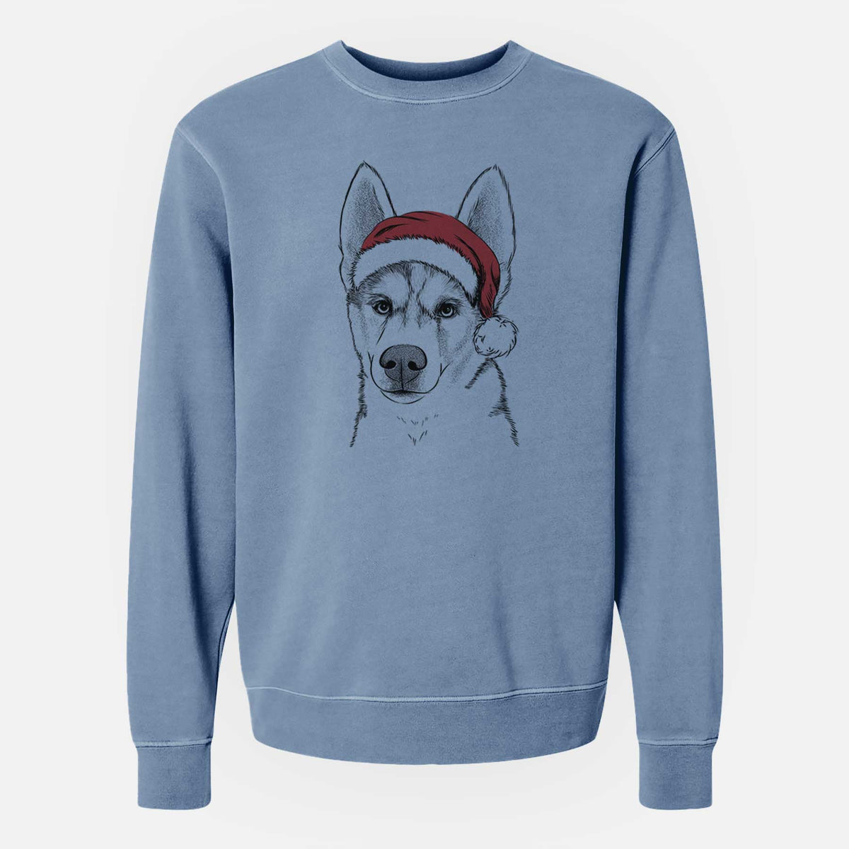 Santa Odin the Siberian Husky - Unisex Pigment Dyed Crew Sweatshirt