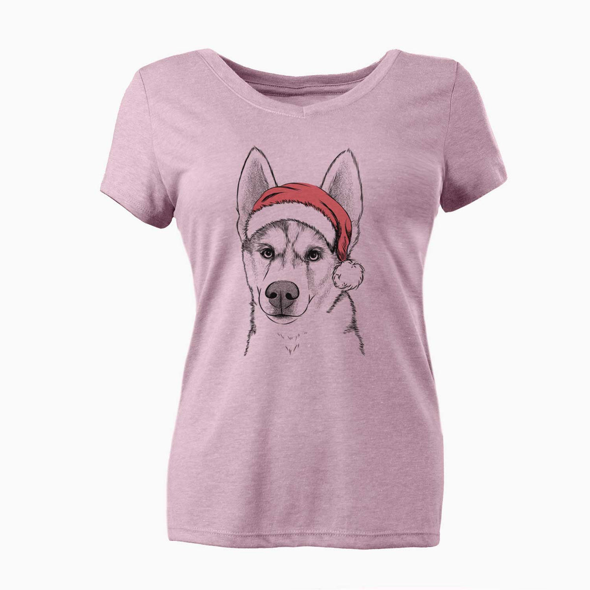 Santa Odin the Siberian Husky - Women's V-neck Shirt