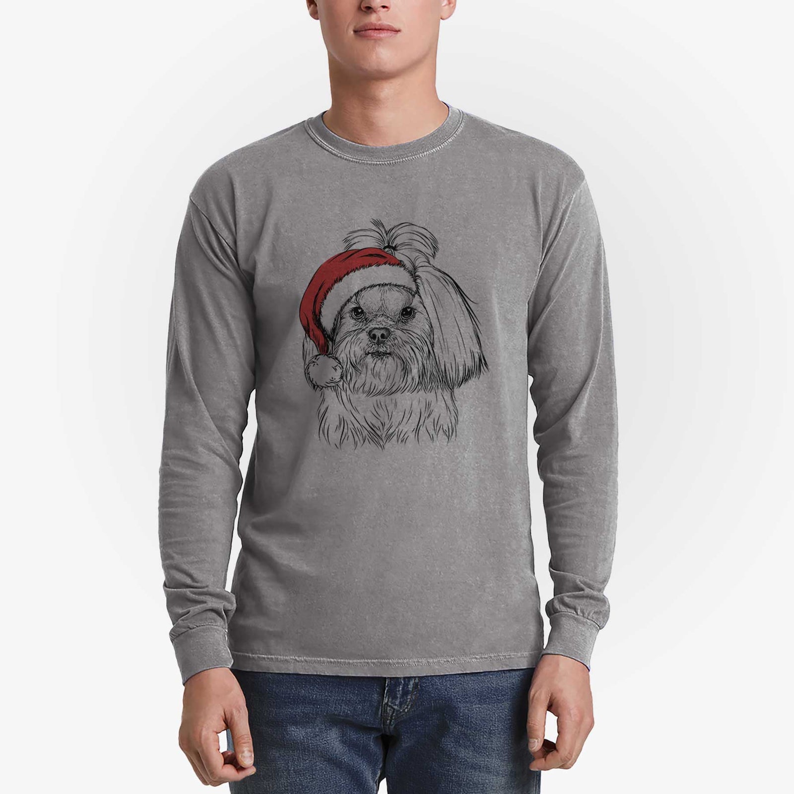 Santa Olga the Shih Tzu - Heavyweight 100% Cotton Long Sleeve