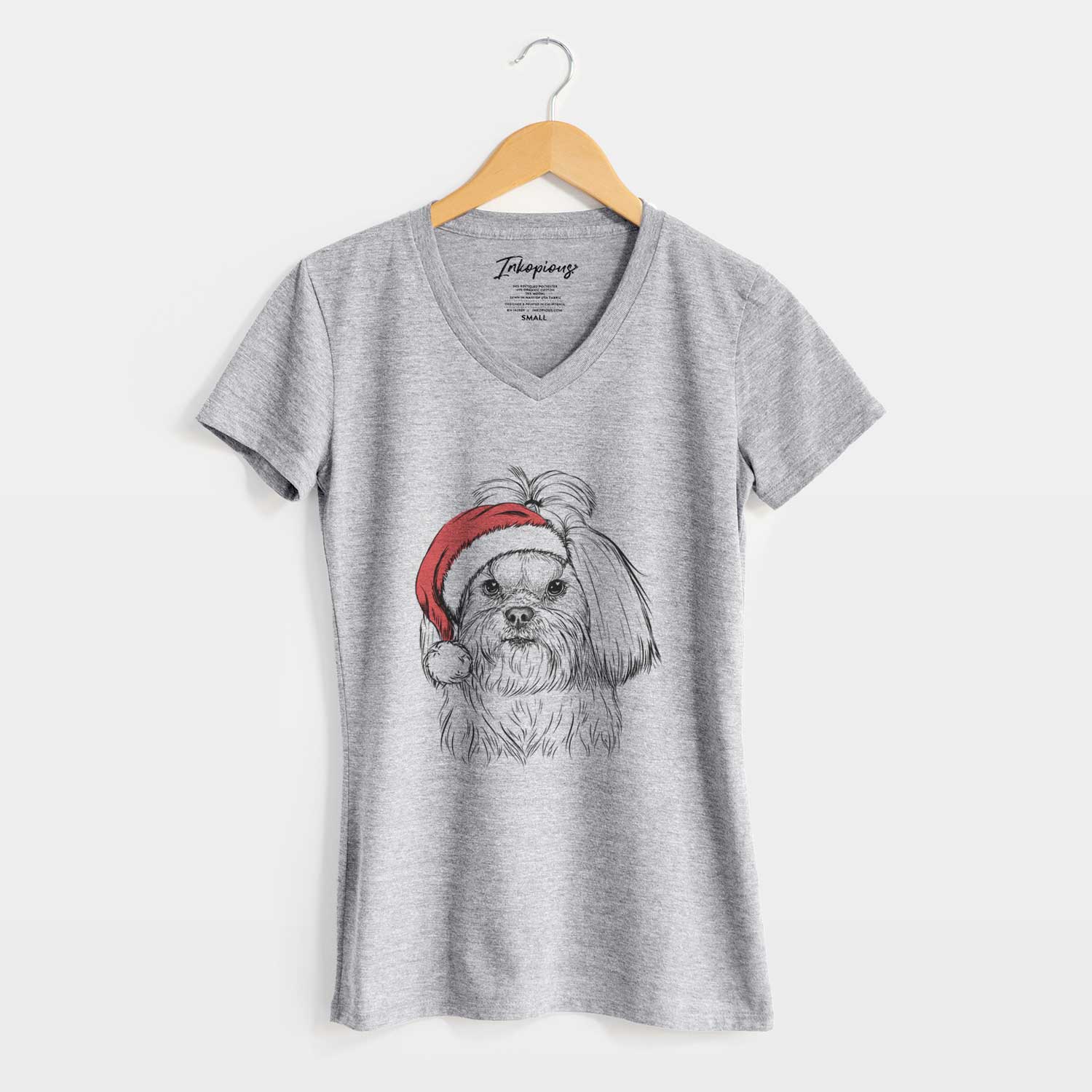 Santa Olga the Shih Tzu - Women's V-neck Shirt