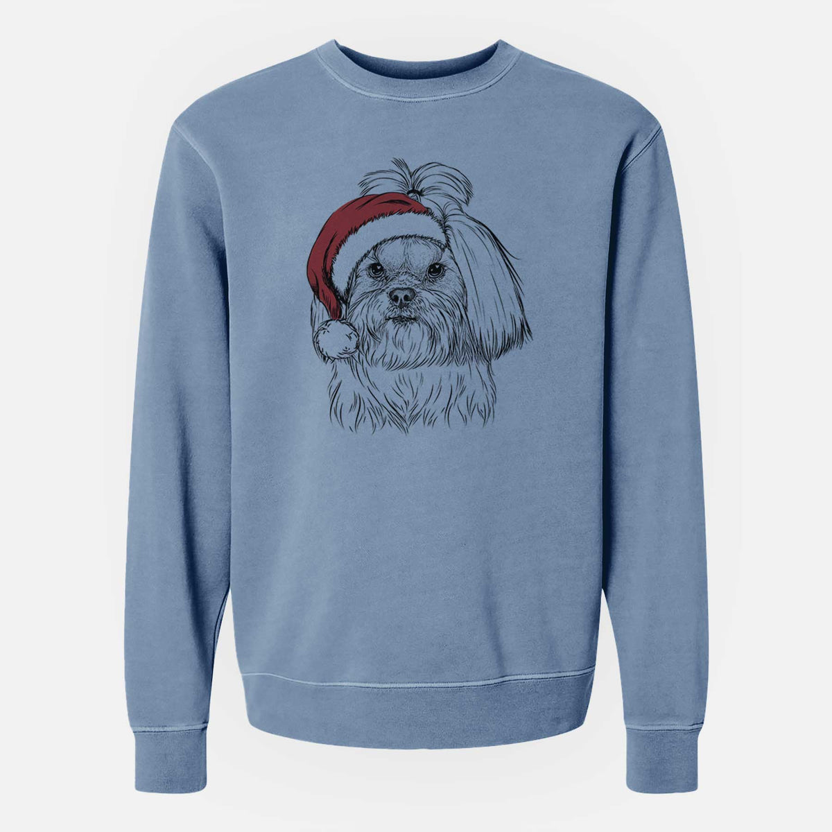 Santa Olga the Shih Tzu - Unisex Pigment Dyed Crew Sweatshirt