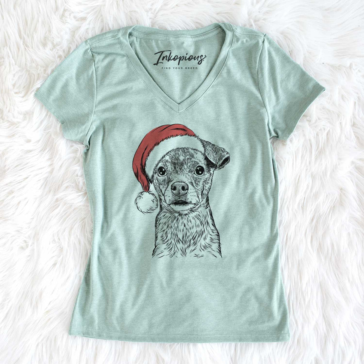 Santa Olive the Mixed Breed - Women's V-neck Shirt