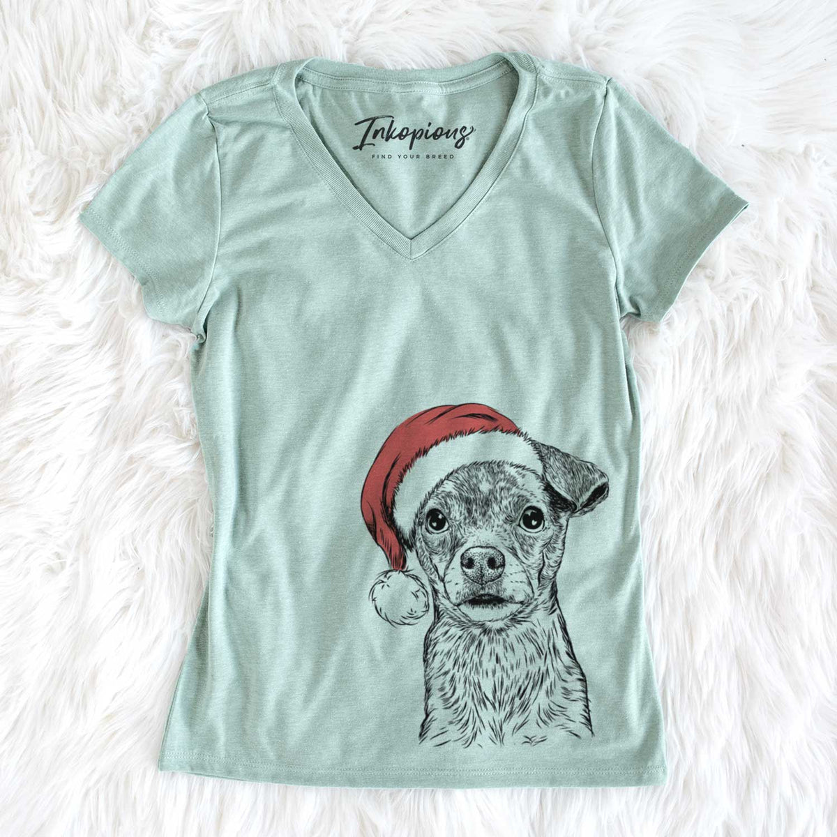 Santa Olive the Mixed Breed - Women&#39;s V-neck Shirt