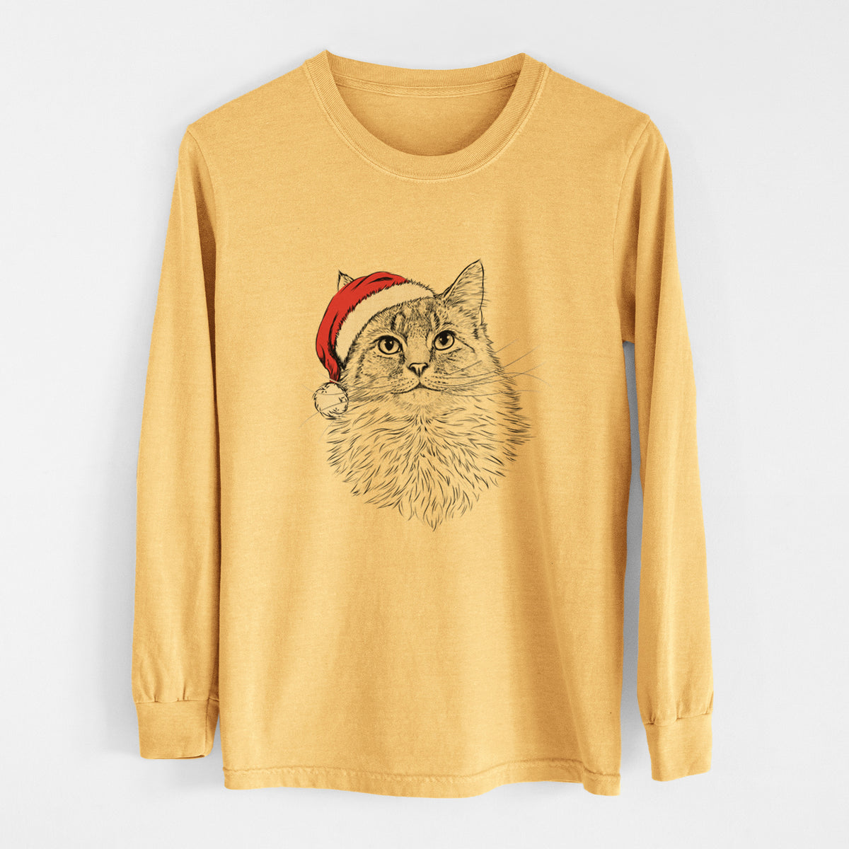 Santa Olive the Cat - Heavyweight 100% Cotton Long Sleeve